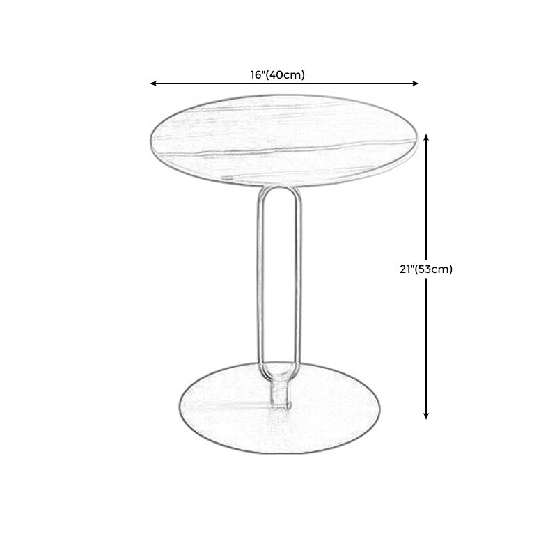 Round Marble Top End Table Metal Pedestal Sofa Side End Table for Living Room