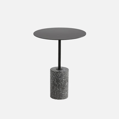 Tavolo contemporaneo di fascia laide rotonda con una singola base in terrazzo