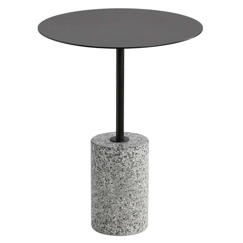 Tavolo contemporaneo di fascia laide rotonda con una singola base in terrazzo