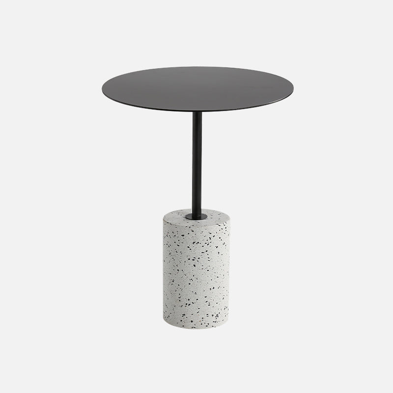 Tavolo contemporaneo di fascia laide rotonda con una singola base in terrazzo