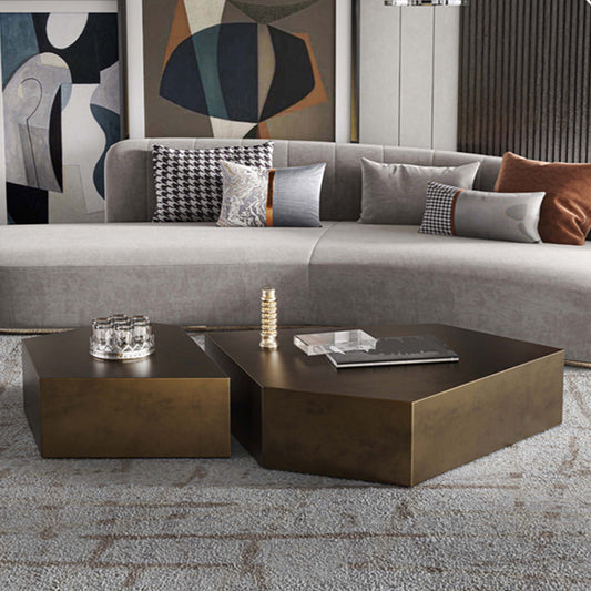 Modern Grey/brown Stainless Steel Coffee Table for Living Room Cocktail Table Clearhalo 'Coffee & Accent Tables' 'Coffee Tables' 'coffee_tables' 'furn' 'furn_coffee_tables' 'Furniture' 'Living Room Furniture' 5302053