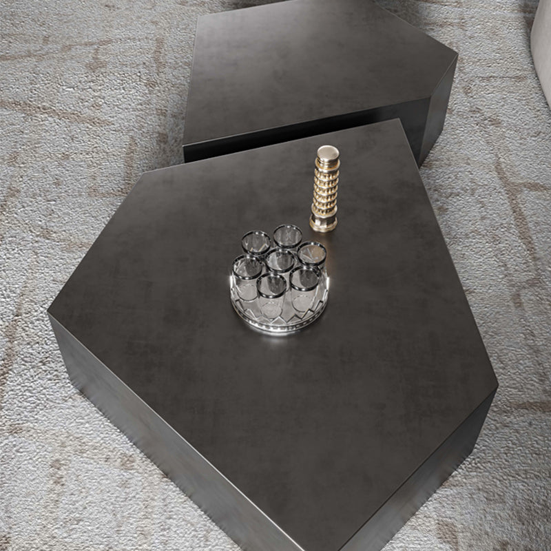 Modern Grey/brown Stainless Steel Coffee Table for Living Room Cocktail Table Clearhalo 'Coffee & Accent Tables' 'Coffee Tables' 'coffee_tables' 'furn' 'furn_coffee_tables' 'Furniture' 'Living Room Furniture' 5302055