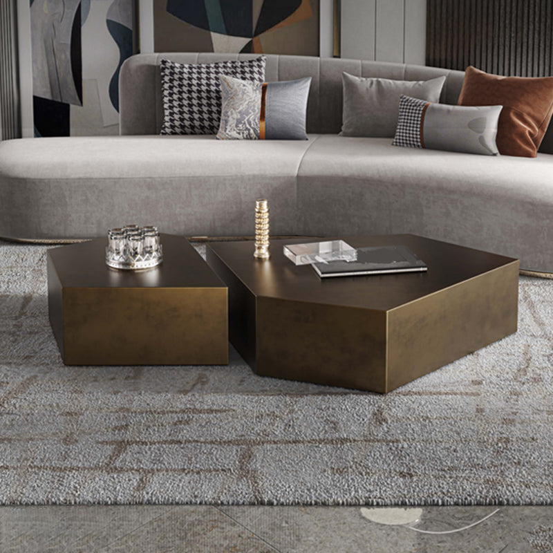 Modern Grey/brown Stainless Steel Coffee Table for Living Room Cocktail Table Clearhalo 'Coffee & Accent Tables' 'Coffee Tables' 'coffee_tables' 'furn' 'furn_coffee_tables' 'Furniture' 'Living Room Furniture' 5302056