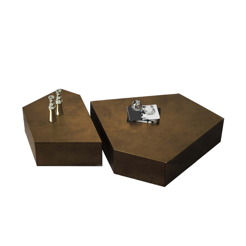 Modern Grey/brown Stainless Steel Coffee Table for Living Room Cocktail Table Clearhalo 'Coffee & Accent Tables' 'Coffee Tables' 'coffee_tables' 'furn' 'furn_coffee_tables' 'Furniture' 'Living Room Furniture' 5302057