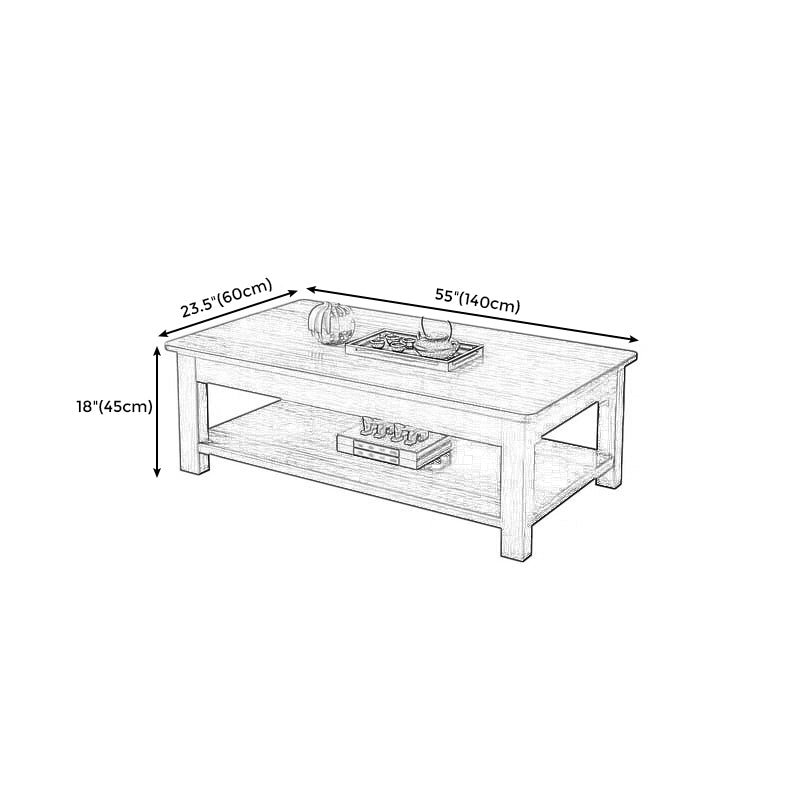 Modern Style Solid Wood Top Walnut/wood Color Rectangular Coffee Table