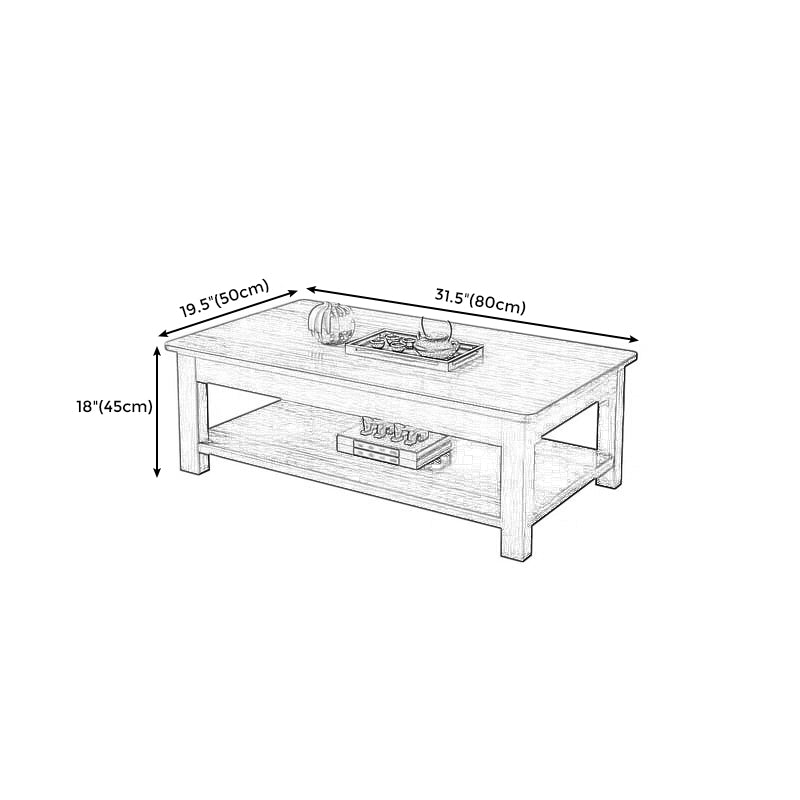 Modern Style Solid Wood Top Walnut/wood Color Rectangular Coffee Table