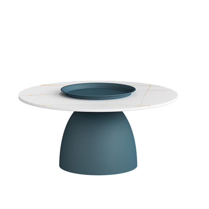Modern Slate Pedestal Coffee Table Round Cocktail Table in Black/White 31.5"L x 31.5"W x 16"H Blue White Clearhalo 'Coffee & Accent Tables' 'Coffee Tables' 'coffee_tables' 'furn' 'furn_coffee_tables' 'Furniture' 'Living Room Furniture' 5302143