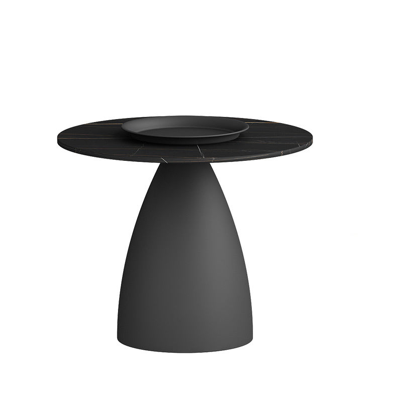Modern Slate Pedestal Coffee Table Round Cocktail Table in Black/White 24"L x 24"W x 18"H Black Black Clearhalo 'Coffee & Accent Tables' 'Coffee Tables' 'coffee_tables' 'furn' 'furn_coffee_tables' 'Furniture' 'Living Room Furniture' 5302146