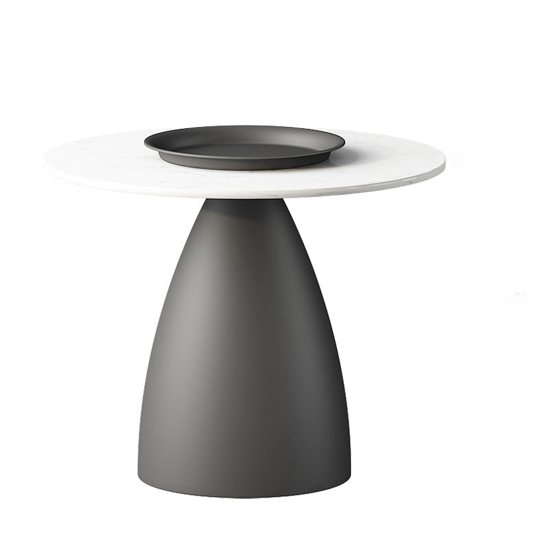 Modern Slate Pedestal Coffee Table Round Cocktail Table in Black/White 24"L x 24"W x 18"H Black White Clearhalo 'Coffee & Accent Tables' 'Coffee Tables' 'coffee_tables' 'furn' 'furn_coffee_tables' 'Furniture' 'Living Room Furniture' 5302147