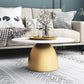 Modern Slate Pedestal Coffee Table Round Cocktail Table in Black/White 31.5"L x 31.5"W x 16"H Gold White Clearhalo 'Coffee & Accent Tables' 'Coffee Tables' 'coffee_tables' 'furn' 'furn_coffee_tables' 'Furniture' 'Living Room Furniture' 5302148