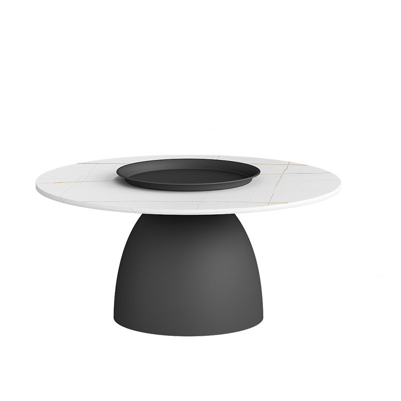 Modern Slate Pedestal Coffee Table Round Cocktail Table in Black/White Clearhalo 'Coffee & Accent Tables' 'Coffee Tables' 'coffee_tables' 'furn' 'furn_coffee_tables' 'Furniture' 'Living Room Furniture' 5302149