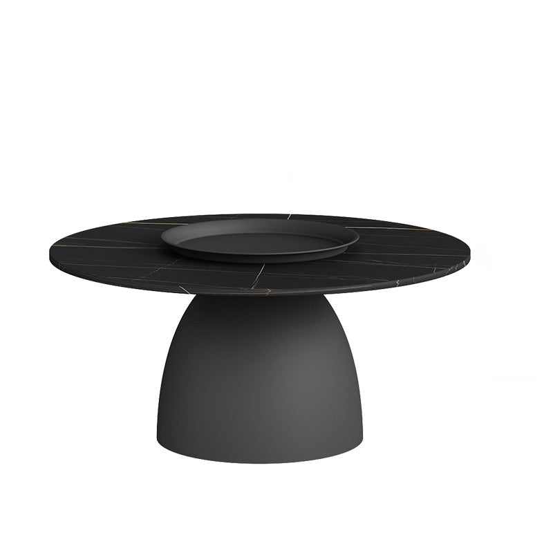 Modern Slate Pedestal Coffee Table Round Cocktail Table in Black/White 31.5"L x 31.5"W x 16"H Black Black Clearhalo 'Coffee & Accent Tables' 'Coffee Tables' 'coffee_tables' 'furn' 'furn_coffee_tables' 'Furniture' 'Living Room Furniture' 5302152