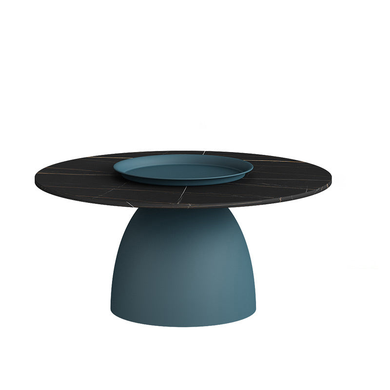 Modern Slate Pedestal Coffee Table Round Cocktail Table in Black/White 31.5"L x 31.5"W x 16"H Blue Black Clearhalo 'Coffee & Accent Tables' 'Coffee Tables' 'coffee_tables' 'furn' 'furn_coffee_tables' 'Furniture' 'Living Room Furniture' 5302153