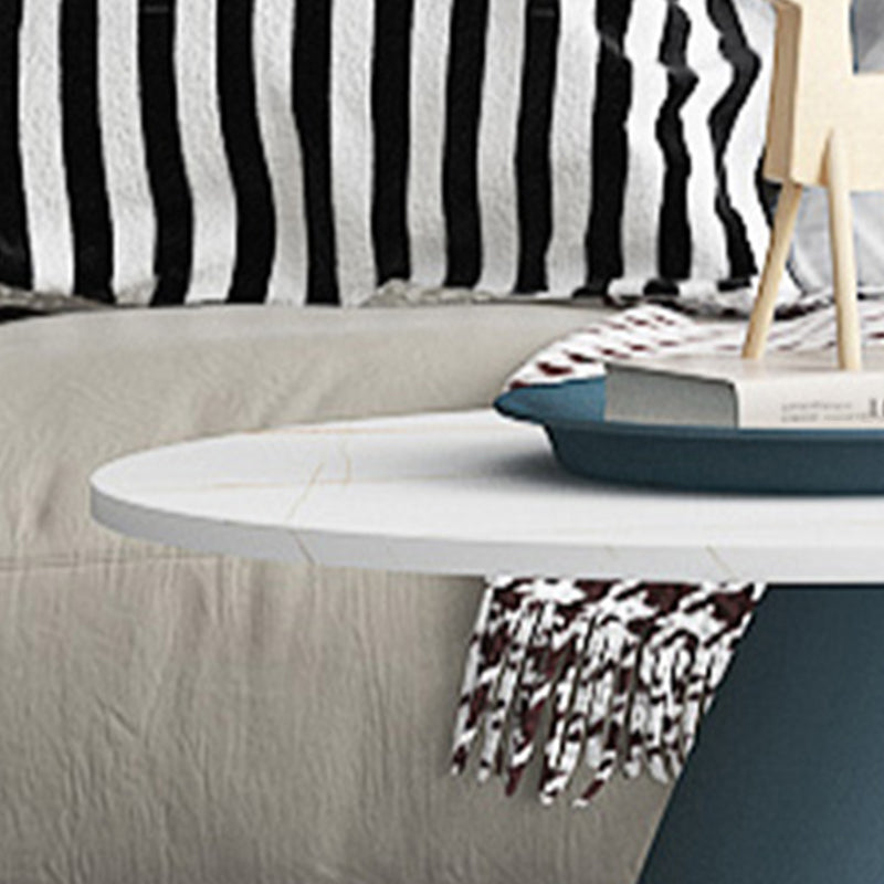 Modern Slate Pedestal Coffee Table Round Cocktail Table in Black/White Clearhalo 'Coffee & Accent Tables' 'Coffee Tables' 'coffee_tables' 'furn' 'furn_coffee_tables' 'Furniture' 'Living Room Furniture' 5302154