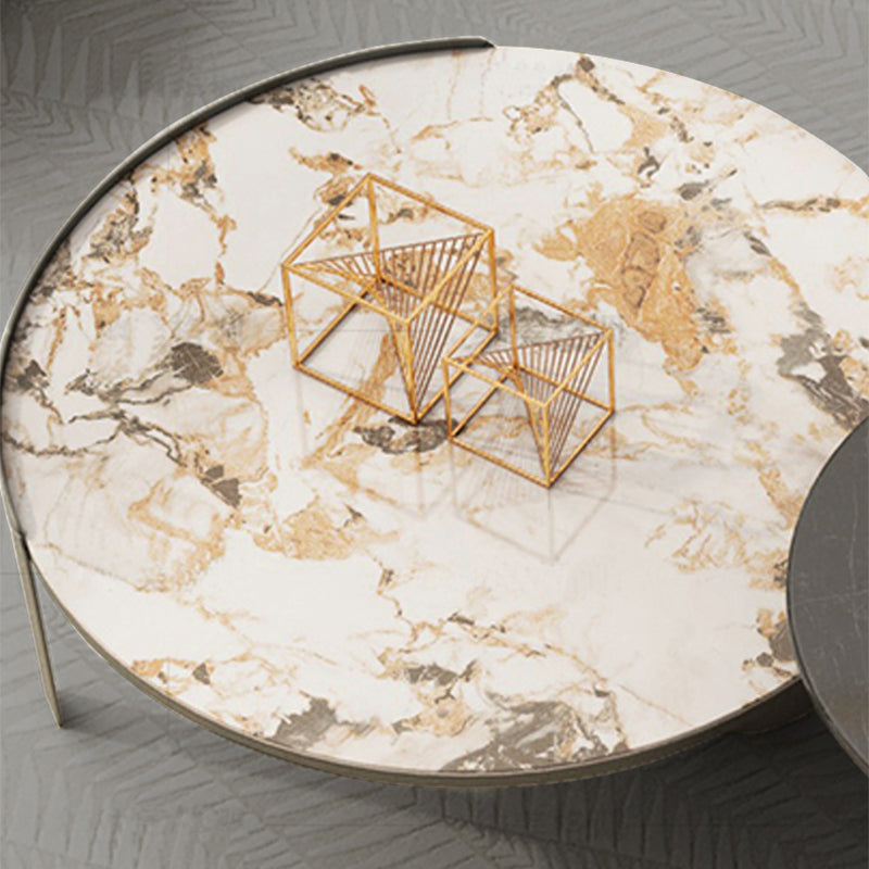 Ronde leisteen salontafel eigentijdse drie poten witte cocktailtafel