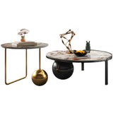 Ronde leisteen salontafel eigentijdse drie poten witte cocktailtafel