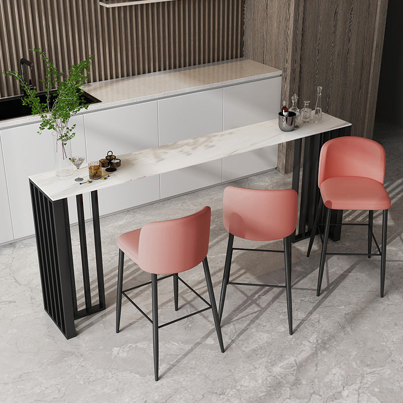 Stone Top Bar Counter Contemporary Bar Counter with Double Pedestal Base White Without Chairs Clearhalo 'Bar Furniture' 'Bar Tables' 'bar_tables' 'furn' 'furn_bar_tables' 'Furniture' 'Kitchen & Dining Furniture' 5302256