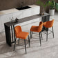 Stone Top Bar Counter Contemporary Bar Counter with Double Pedestal Base 78.7"L x 15.7"W x 41.3"H Grey Without Chairs Clearhalo 'Bar Furniture' 'Bar Tables' 'bar_tables' 'furn' 'furn_bar_tables' 'Furniture' 'Kitchen & Dining Furniture' 5302257