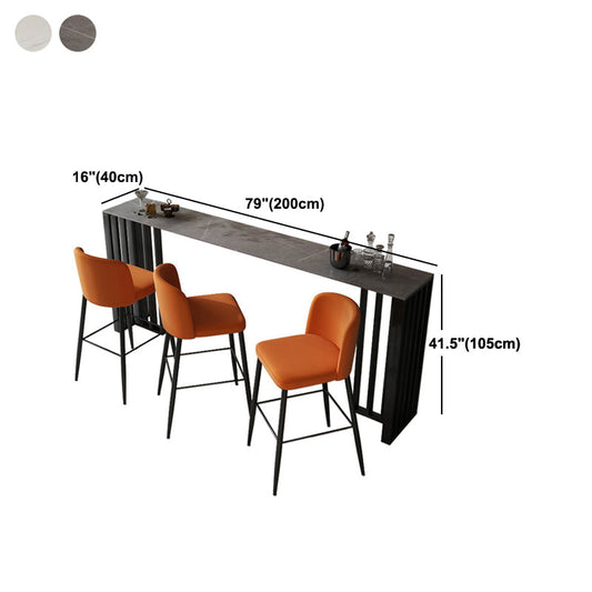 Stone Top Bar Counter Contemporary Bar Counter with Double Pedestal Base