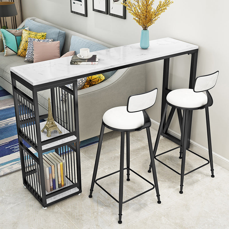 Table à vin de comptoir en marbre avec rangement Table de pub de hauteur de bar blanc de rangement pour boutique