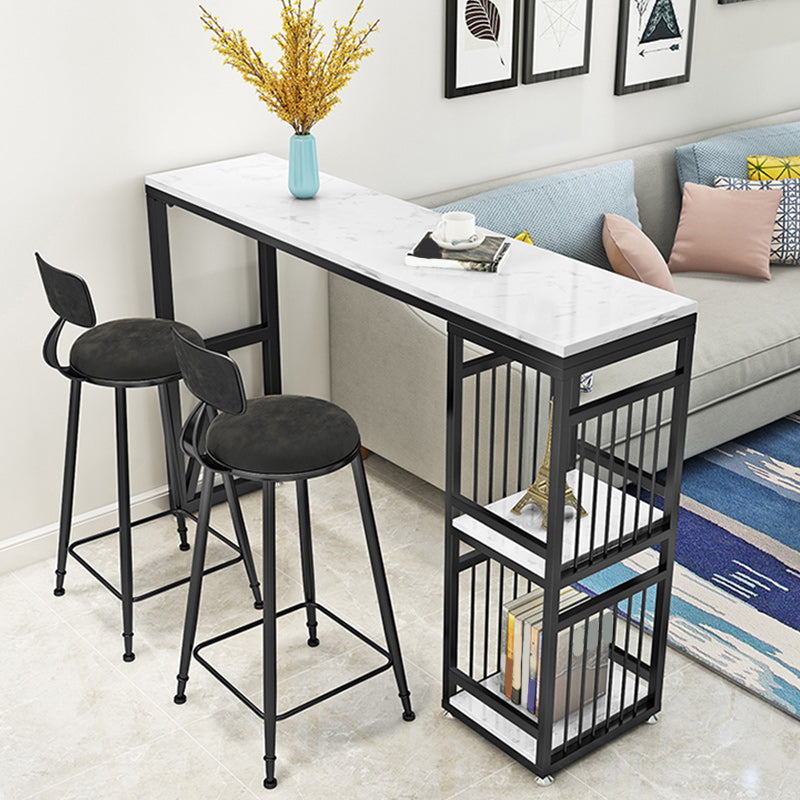 Table à vin de comptoir en marbre avec rangement Table de pub de hauteur de bar blanc de rangement pour boutique