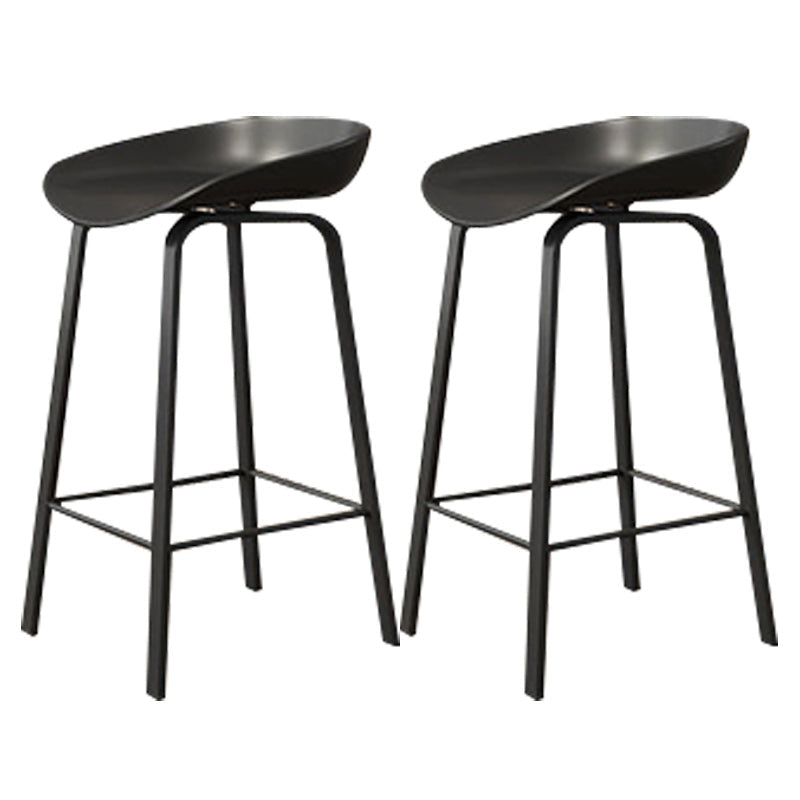 Modern Backrest Armless Counter Stool Plastic Bar Stool with Metal 4 Legs Black 2 Piece Set Clearhalo 'Bar Furniture' 'Bar Stools' 'bar_stools' 'furn' 'furn_bar_stools' 'Furniture' 'Kitchen & Dining Furniture' 5302381