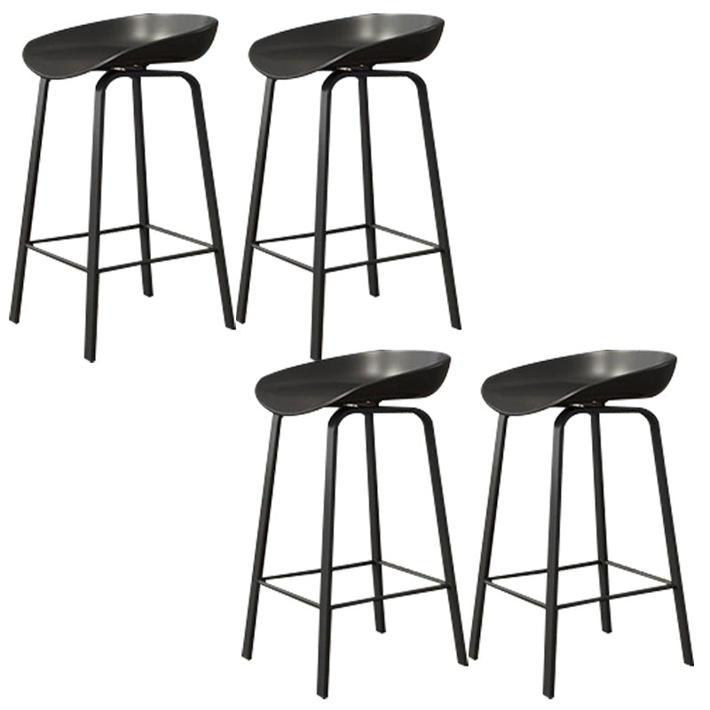 Modern Backrest Armless Counter Stool Plastic Bar Stool with Metal 4 Legs Black 4 Piece Set Clearhalo 'Bar Furniture' 'Bar Stools' 'bar_stools' 'furn' 'furn_bar_stools' 'Furniture' 'Kitchen & Dining Furniture' 5302382