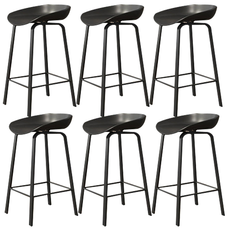 Modern Backrest Armless Counter Stool Plastic Bar Stool with Metal 4 Legs Black 6 Piece Set Clearhalo 'Bar Furniture' 'Bar Stools' 'bar_stools' 'furn' 'furn_bar_stools' 'Furniture' 'Kitchen & Dining Furniture' 5302385