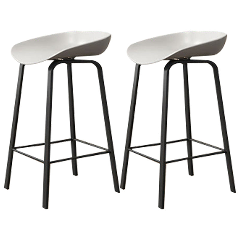 Modern Backrest Armless Counter Stool Plastic Bar Stool with Metal 4 Legs Gray 2 Piece Set Clearhalo 'Bar Furniture' 'Bar Stools' 'bar_stools' 'furn' 'furn_bar_stools' 'Furniture' 'Kitchen & Dining Furniture' 5302388