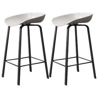 Modern Backrest Armless Counter Stool Plastic Bar Stool with Metal 4 Legs Gray 2 Piece Set Clearhalo 'Bar Furniture' 'Bar Stools' 'bar_stools' 'furn' 'furn_bar_stools' 'Furniture' 'Kitchen & Dining Furniture' 5302388