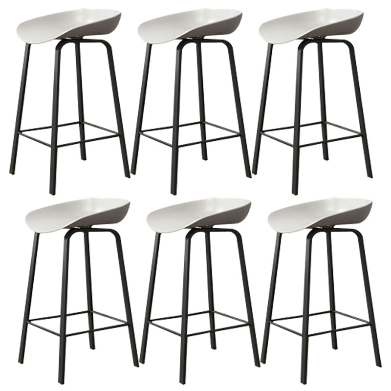 Modern Backrest Armless Counter Stool Plastic Bar Stool with Metal 4 Legs Gray 6 Piece Set Clearhalo 'Bar Furniture' 'Bar Stools' 'bar_stools' 'furn' 'furn_bar_stools' 'Furniture' 'Kitchen & Dining Furniture' 5302392