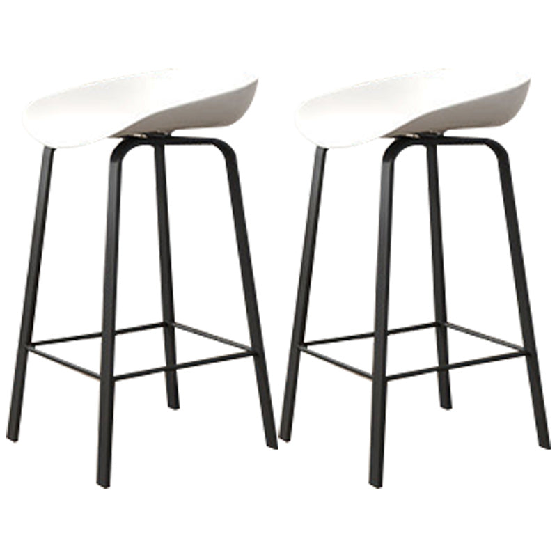 Modern Backrest Armless Counter Stool Plastic Bar Stool with Metal 4 Legs White 2 Piece Set Clearhalo 'Bar Furniture' 'Bar Stools' 'bar_stools' 'furn' 'furn_bar_stools' 'Furniture' 'Kitchen & Dining Furniture' 5302396