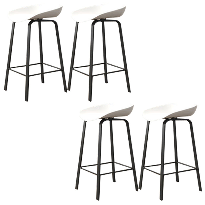 Modern Backrest Armless Counter Stool Plastic Bar Stool with Metal 4 Legs White 4 Piece Set Clearhalo 'Bar Furniture' 'Bar Stools' 'bar_stools' 'furn' 'furn_bar_stools' 'Furniture' 'Kitchen & Dining Furniture' 5302397