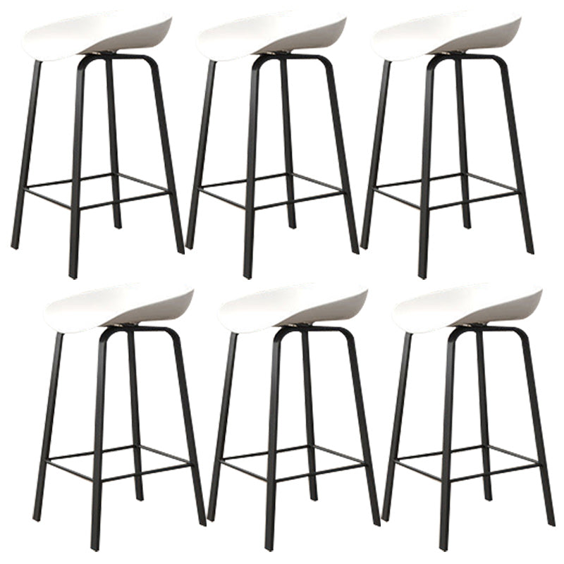 Modern Backrest Armless Counter Stool Plastic Bar Stool with Metal 4 Legs White 6 Piece Set Clearhalo 'Bar Furniture' 'Bar Stools' 'bar_stools' 'furn' 'furn_bar_stools' 'Furniture' 'Kitchen & Dining Furniture' 5302398