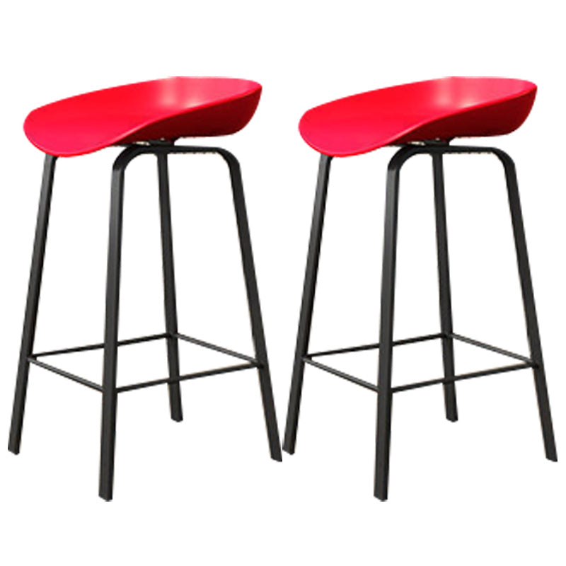 Modern Backrest Armless Counter Stool Plastic Bar Stool with Metal 4 Legs Red 2 Piece Set Clearhalo 'Bar Furniture' 'Bar Stools' 'bar_stools' 'furn' 'furn_bar_stools' 'Furniture' 'Kitchen & Dining Furniture' 5302400