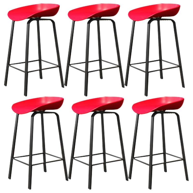 Modern Backrest Armless Counter Stool Plastic Bar Stool with Metal 4 Legs Red 6 Piece Set Clearhalo 'Bar Furniture' 'Bar Stools' 'bar_stools' 'furn' 'furn_bar_stools' 'Furniture' 'Kitchen & Dining Furniture' 5302402