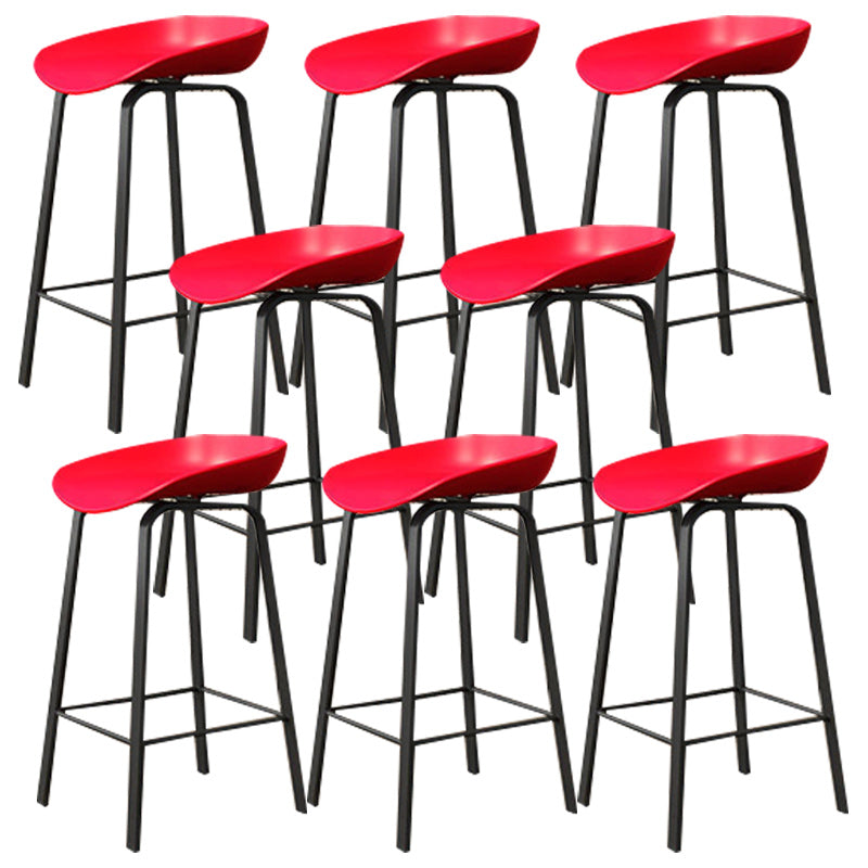 Modern Backrest Armless Counter Stool Plastic Bar Stool with Metal 4 Legs Red 8 Piece Set Clearhalo 'Bar Furniture' 'Bar Stools' 'bar_stools' 'furn' 'furn_bar_stools' 'Furniture' 'Kitchen & Dining Furniture' 5302403