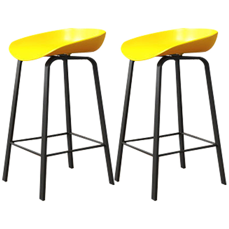 Modern Backrest Armless Counter Stool Plastic Bar Stool with Metal 4 Legs Yellow 2 Piece Set Clearhalo 'Bar Furniture' 'Bar Stools' 'bar_stools' 'furn' 'furn_bar_stools' 'Furniture' 'Kitchen & Dining Furniture' 5302404