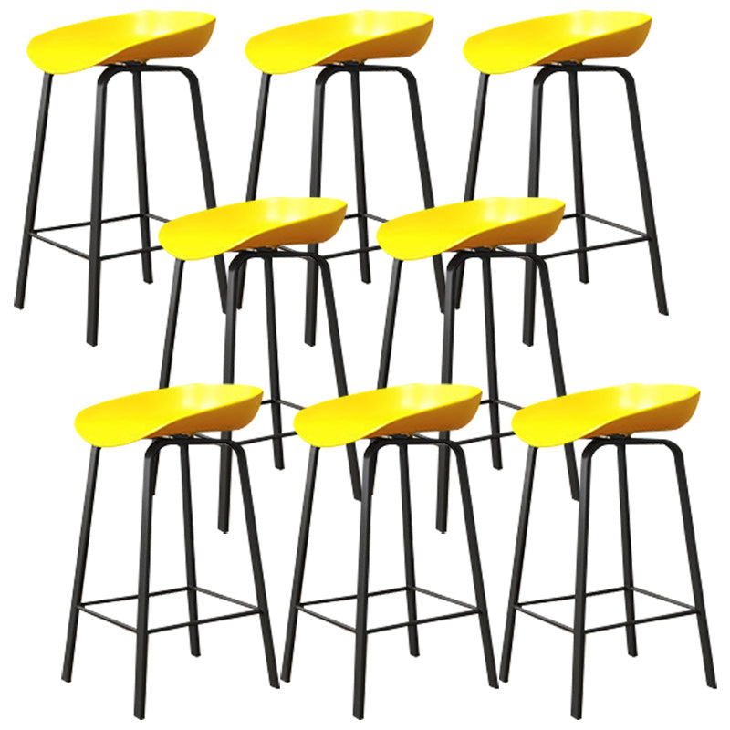 Modern Backrest Armless Counter Stool Plastic Bar Stool with Metal 4 Legs Yellow 8 Piece Set Clearhalo 'Bar Furniture' 'Bar Stools' 'bar_stools' 'furn' 'furn_bar_stools' 'Furniture' 'Kitchen & Dining Furniture' 5302407