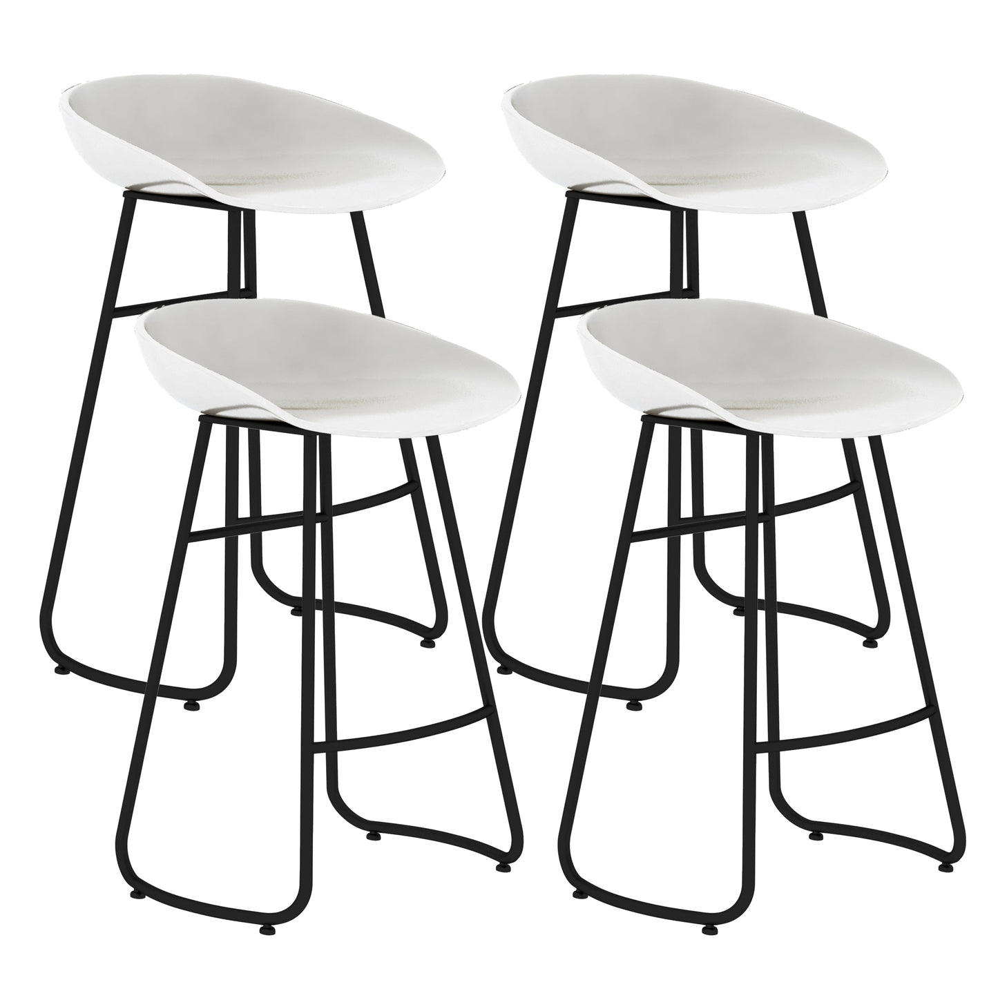 Contemporary Bar Stool Plastic Counter Bar Stool with Metal Legs White 4 Piece Set Counter Stool(26"H) Clearhalo 'Bar Furniture' 'Bar Stools' 'bar_stools' 'furn' 'furn_bar_stools' 'Furniture' 'furniture_bar_stools' 'Kitchen & Dining Furniture' 5302484