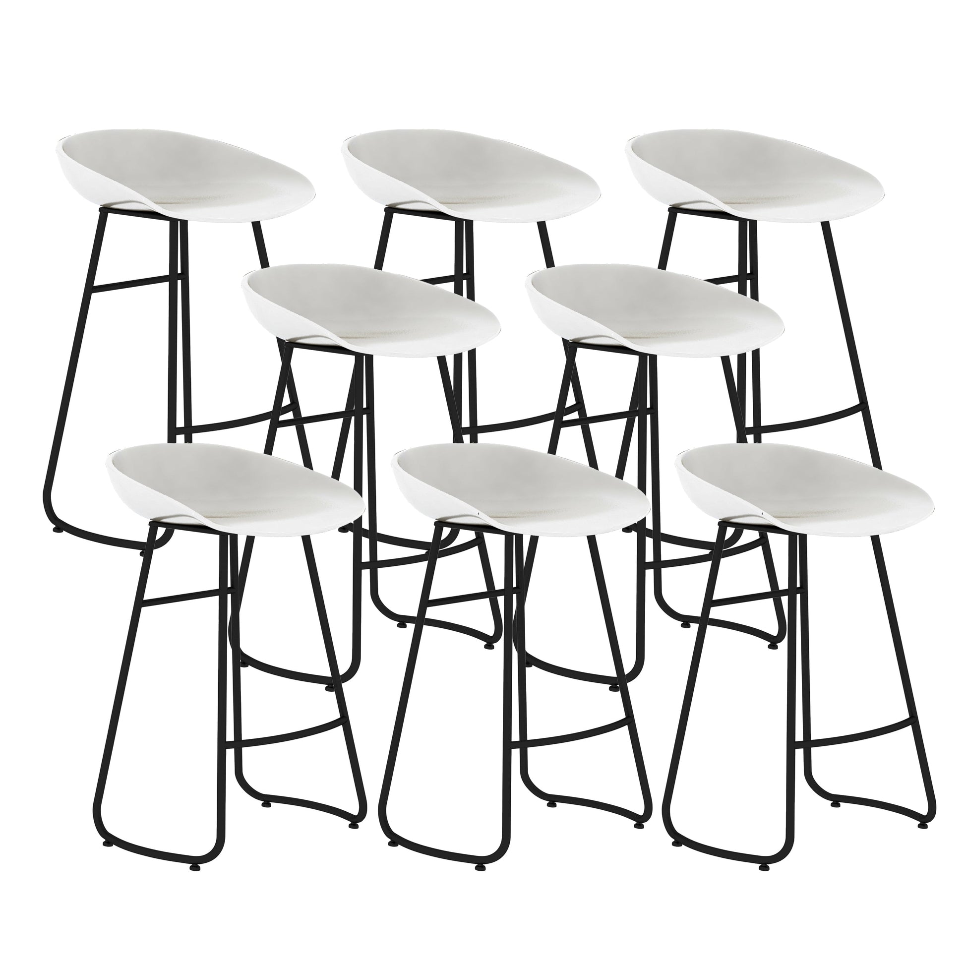 Contemporary Bar Stool Plastic Counter Bar Stool with Metal Legs White 8 Piece Set Counter Stool(26"H) Clearhalo 'Bar Furniture' 'Bar Stools' 'bar_stools' 'furn' 'furn_bar_stools' 'Furniture' 'furniture_bar_stools' 'Kitchen & Dining Furniture' 5302486
