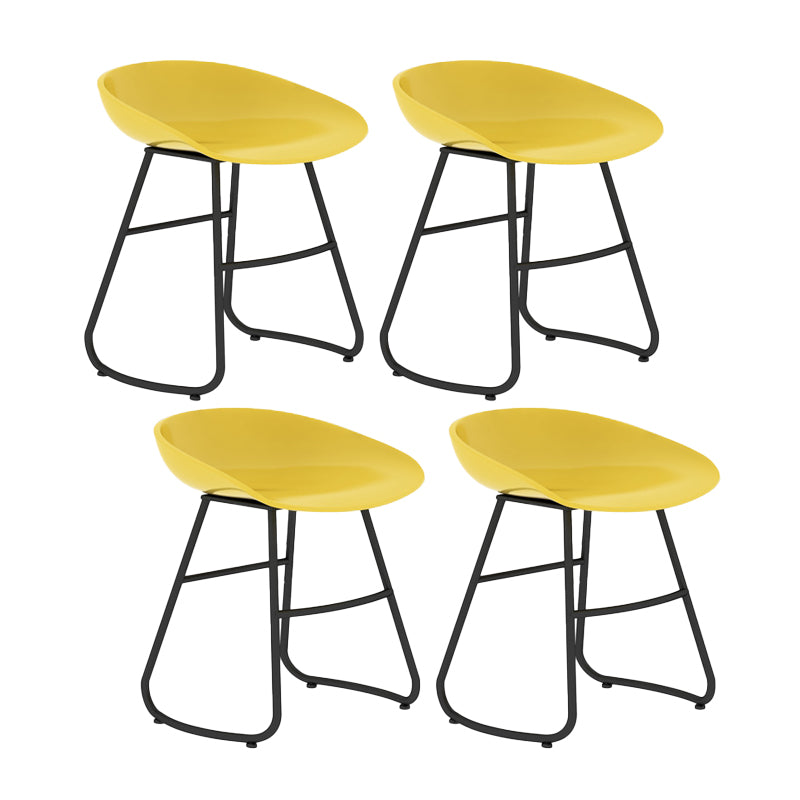 Contemporary Bar Stool Plastic Counter Bar Stool with Metal Legs Yellow 4 Piece Set Short Stool(18"H) Clearhalo 'Bar Furniture' 'Bar Stools' 'bar_stools' 'furn' 'furn_bar_stools' 'Furniture' 'furniture_bar_stools' 'Kitchen & Dining Furniture' 5302492