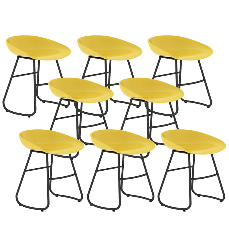 Contemporary Bar Stool Plastic Counter Bar Stool with Metal Legs Yellow 8 Piece Set Short Stool(18"H) Clearhalo 'Bar Furniture' 'Bar Stools' 'bar_stools' 'furn' 'furn_bar_stools' 'Furniture' 'furniture_bar_stools' 'Kitchen & Dining Furniture' 5302494