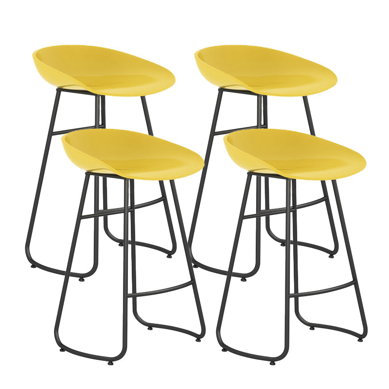 Contemporary Bar Stool Plastic Counter Bar Stool with Metal Legs Yellow 4 Piece Set Counter Stool(26"H) Clearhalo 'Bar Furniture' 'Bar Stools' 'bar_stools' 'furn' 'furn_bar_stools' 'Furniture' 'furniture_bar_stools' 'Kitchen & Dining Furniture' 5302496