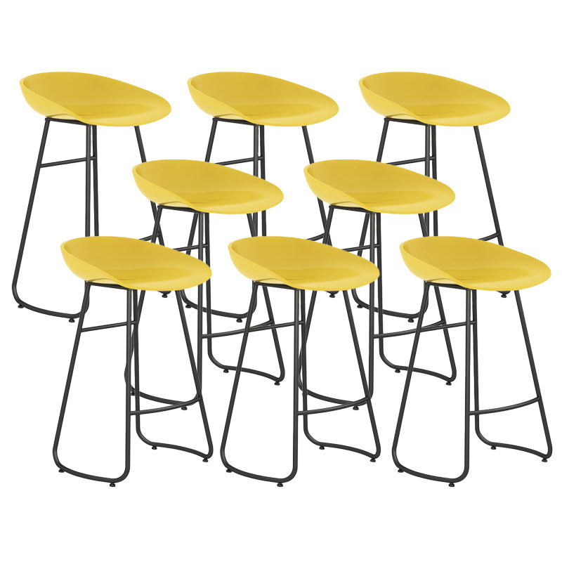 Contemporary Bar Stool Plastic Counter Bar Stool with Metal Legs Yellow 8 Piece Set Counter Stool(26"H) Clearhalo 'Bar Furniture' 'Bar Stools' 'bar_stools' 'furn' 'furn_bar_stools' 'Furniture' 'furniture_bar_stools' 'Kitchen & Dining Furniture' 5302499