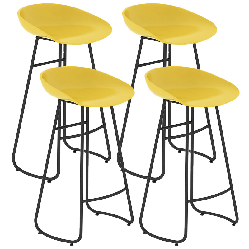 Contemporary Bar Stool Plastic Counter Bar Stool with Metal Legs Yellow 4 Piece Set Bar Stool(30"H) Clearhalo 'Bar Furniture' 'Bar Stools' 'bar_stools' 'furn' 'furn_bar_stools' 'Furniture' 'furniture_bar_stools' 'Kitchen & Dining Furniture' 5302501