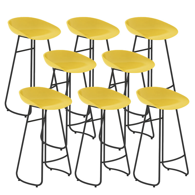 Contemporary Bar Stool Plastic Counter Bar Stool with Metal Legs Yellow 8 Piece Set Bar Stool(30"H) Clearhalo 'Bar Furniture' 'Bar Stools' 'bar_stools' 'furn' 'furn_bar_stools' 'Furniture' 'furniture_bar_stools' 'Kitchen & Dining Furniture' 5302503