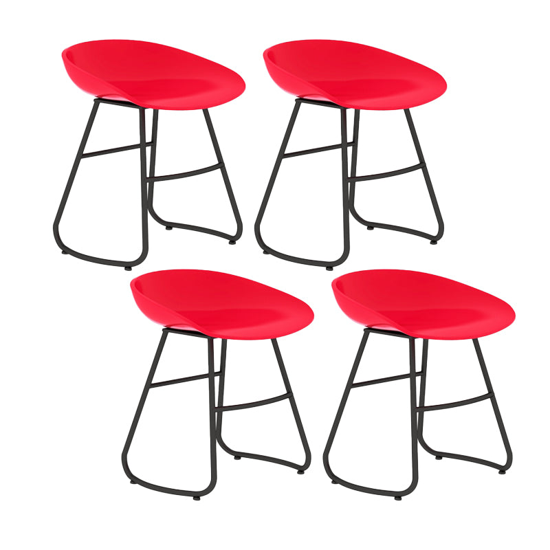 Contemporary Bar Stool Plastic Counter Bar Stool with Metal Legs Red 4 Piece Set Short Stool(18"H) Clearhalo 'Bar Furniture' 'Bar Stools' 'bar_stools' 'furn' 'furn_bar_stools' 'Furniture' 'furniture_bar_stools' 'Kitchen & Dining Furniture' 5302505