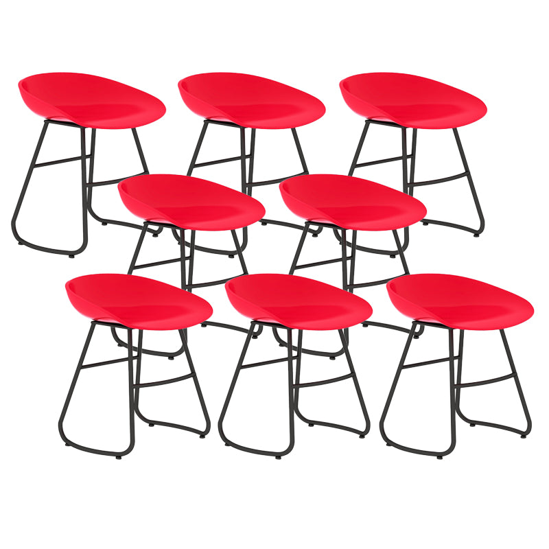 Contemporary Bar Stool Plastic Counter Bar Stool with Metal Legs Red 8 Piece Set Short Stool(18"H) Clearhalo 'Bar Furniture' 'Bar Stools' 'bar_stools' 'furn' 'furn_bar_stools' 'Furniture' 'furniture_bar_stools' 'Kitchen & Dining Furniture' 5302507