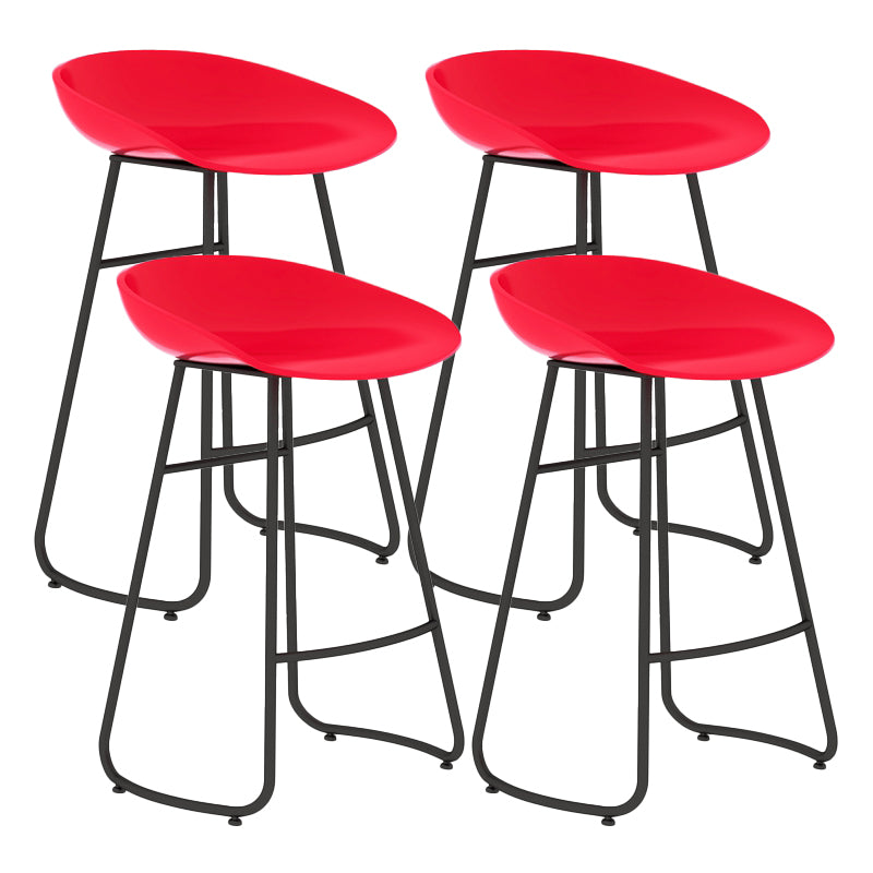Contemporary Bar Stool Plastic Counter Bar Stool with Metal Legs Red 4 Piece Set Counter Stool(26"H) Clearhalo 'Bar Furniture' 'Bar Stools' 'bar_stools' 'furn' 'furn_bar_stools' 'Furniture' 'furniture_bar_stools' 'Kitchen & Dining Furniture' 5302509